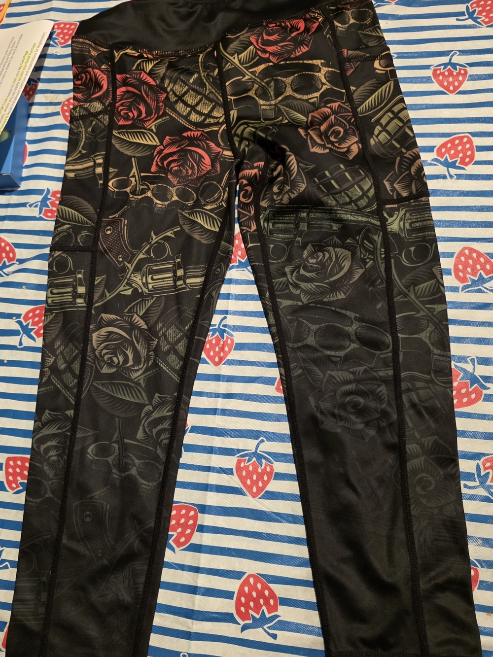 Constantly Varied Gear Black Leggings with Red and Olive Floral & Gun Print